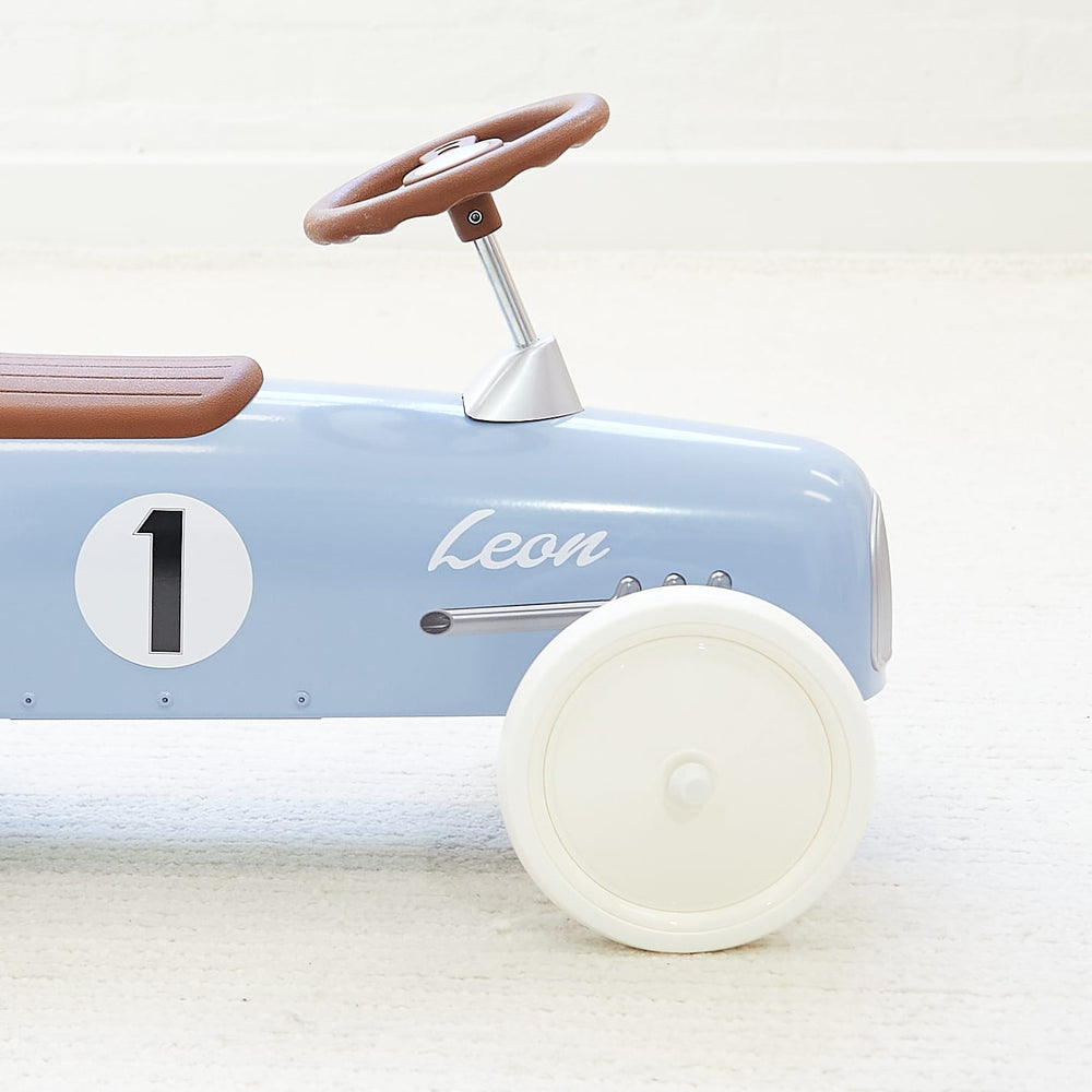 Vintage Ride-on Steel Racer Car Dusty Blue