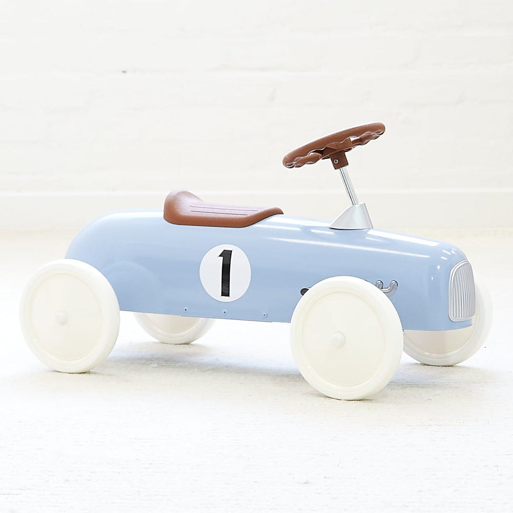 Vintage Ride-on Steel Racer Car Dusty Blue