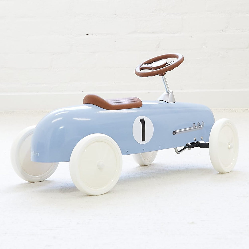 Vintage Ride-on Steel Racer Car Dusty Blue