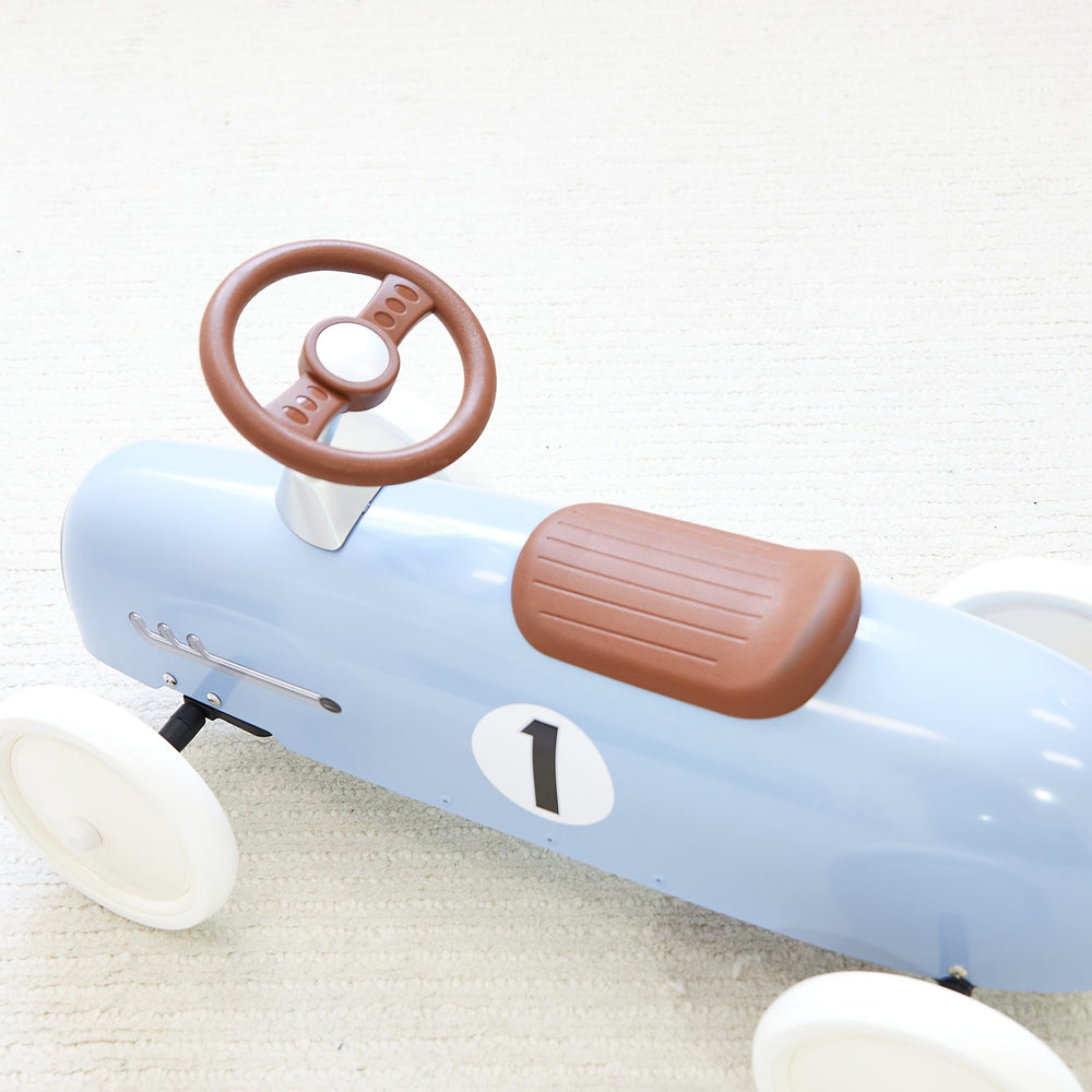 Vintage Ride-on Steel Racer Car Dusty Blue
