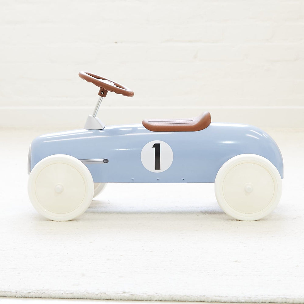Vintage Ride-on Steel Racer Car Dusty Blue