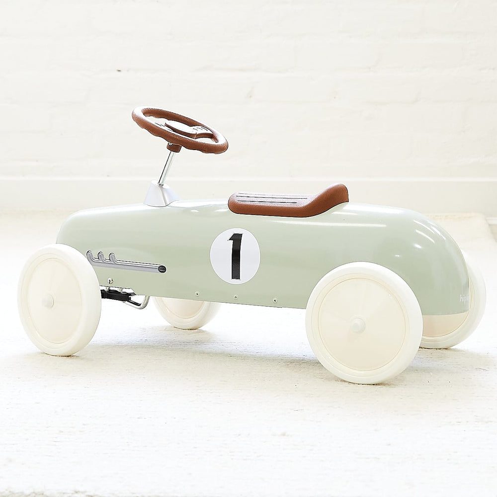 Vintage Ride-on Steel Racer Car Sage