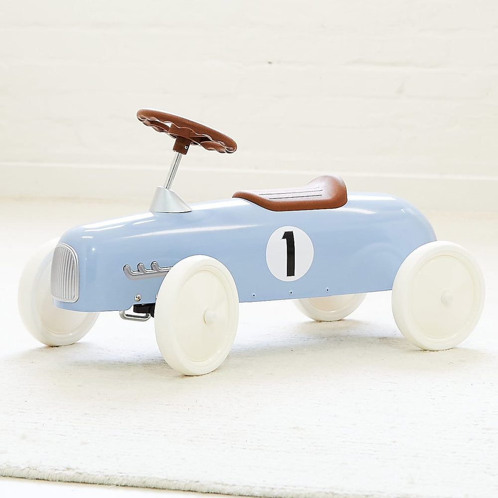 Vintage Ride-on Steel Racer Car Dusty Blue