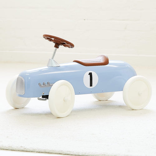 Vintage Ride-on Steel Racer Car Dusty Blue