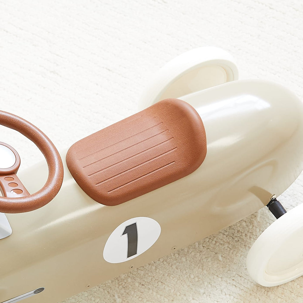 Vintage Ride-on Steel Racer Car French Beige