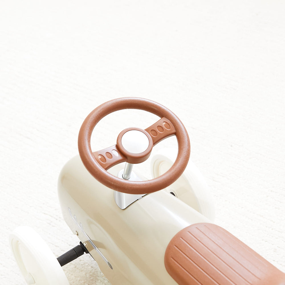 Vintage Ride-on Steel Racer Car French Beige