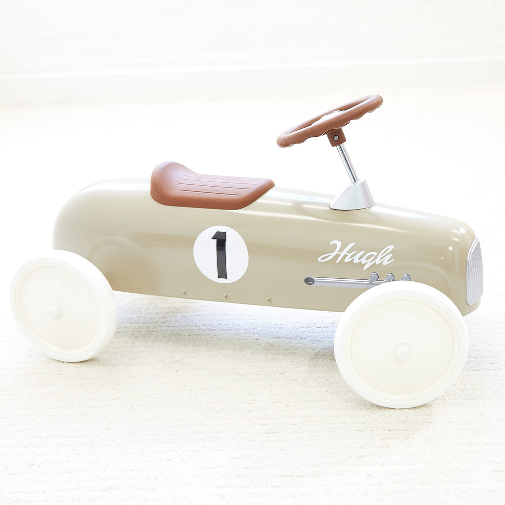 Vintage Ride-on Steel Racer Car French Beige