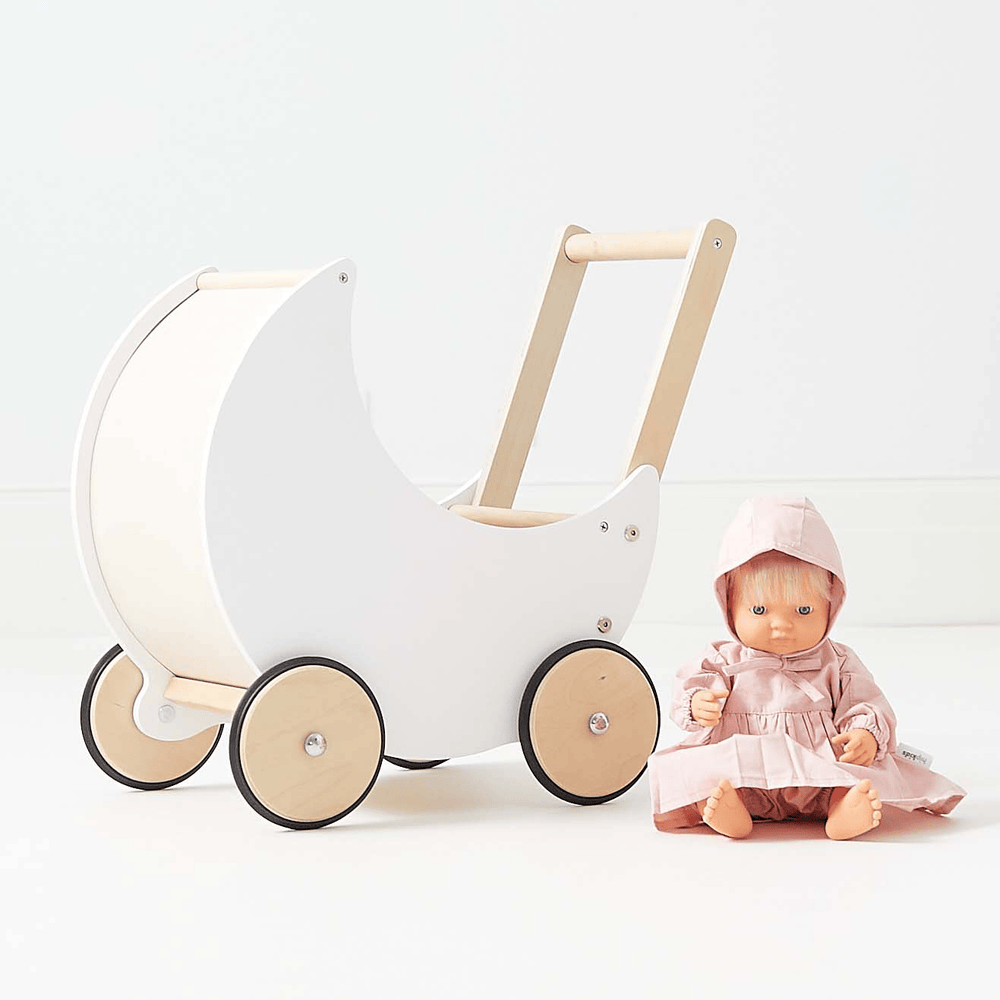 Wooden Moon Doll Pram White