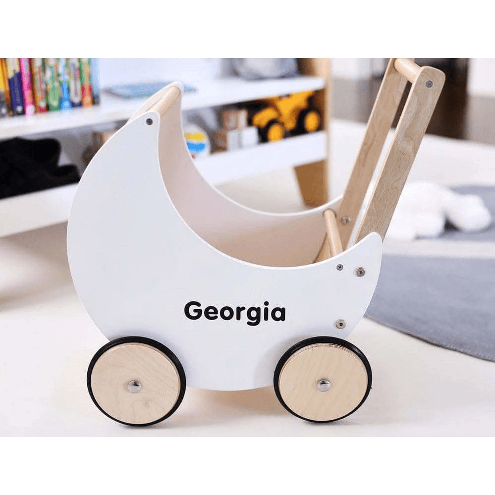 Wooden Moon Doll Pram White