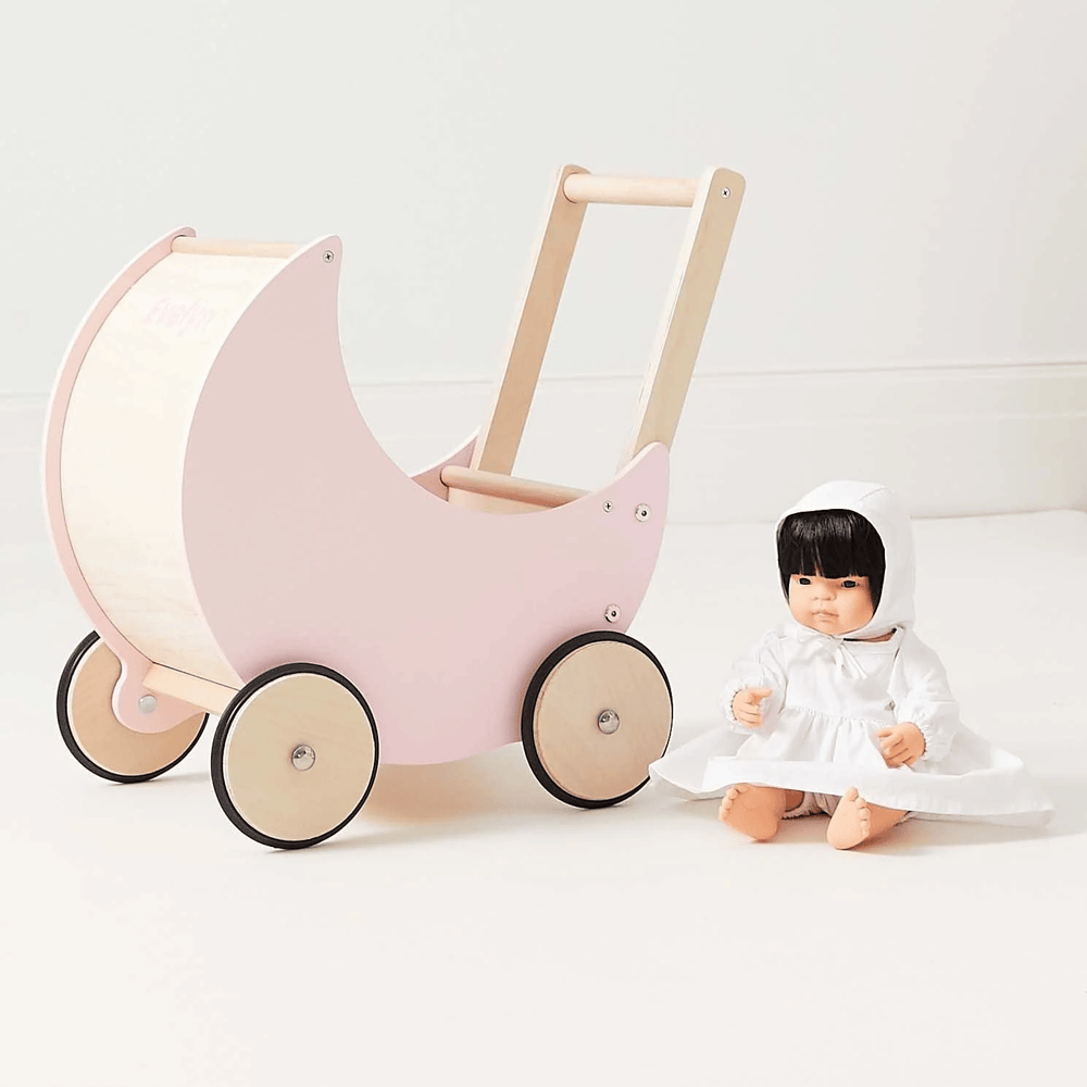Wooden Moon Doll Pram Blush Pink