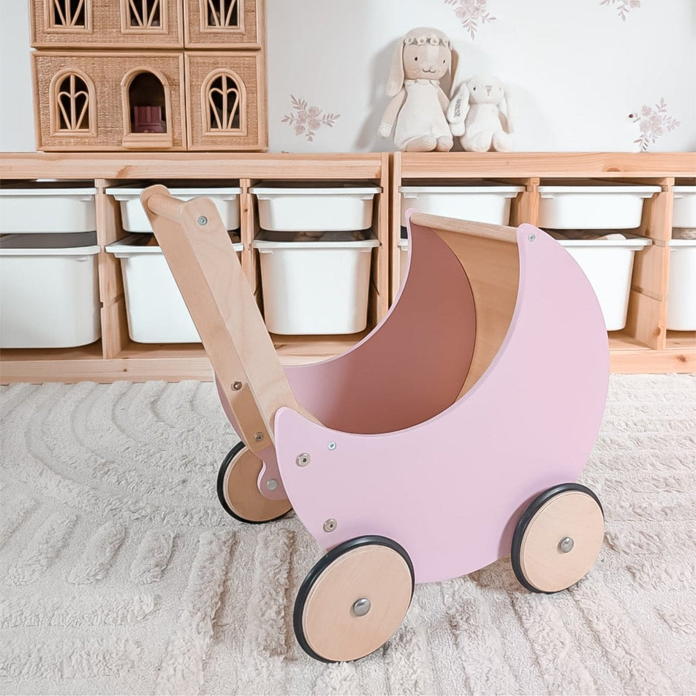 Wooden Moon Doll Pram Blush Pink
