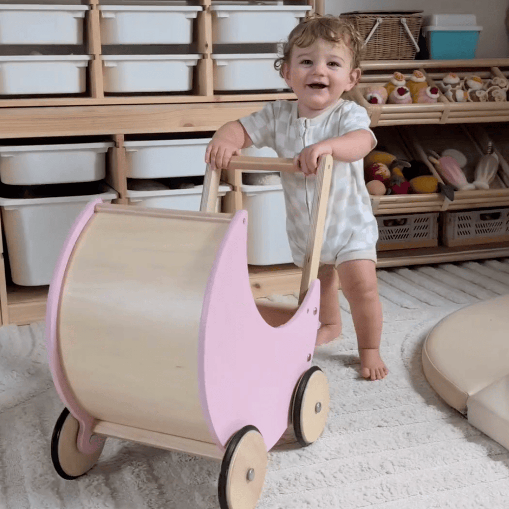 Wooden Moon Doll Pram