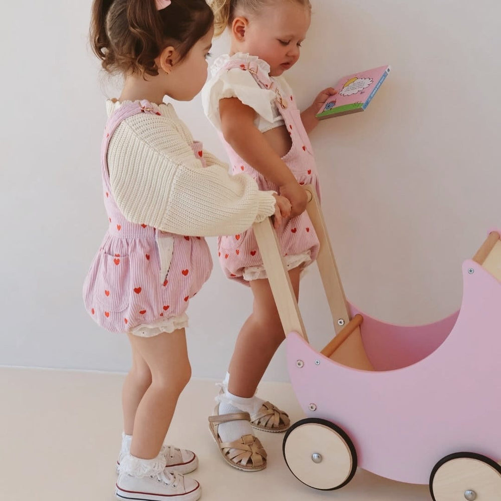 Wooden Moon Doll Pram Blush Pink
