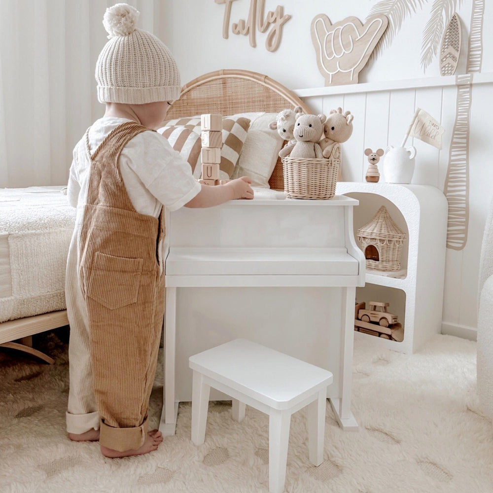 Wooden Musical Toy Piano White