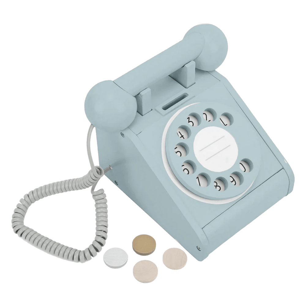 Imagine That Wooden Rotary Telephone Aqua Green