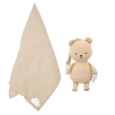 JaBaDaBaDo Gift Kit Beige Blanket & Pacifier Buddy Teddy