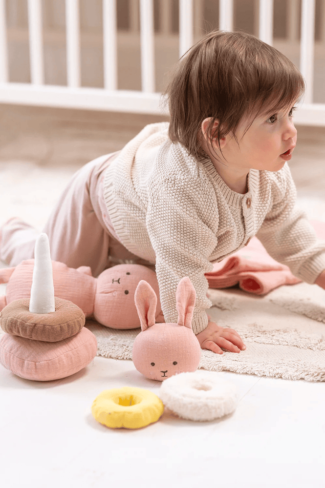 JaBaDaBaDo Bunny Textile Stacking Toy - preorder