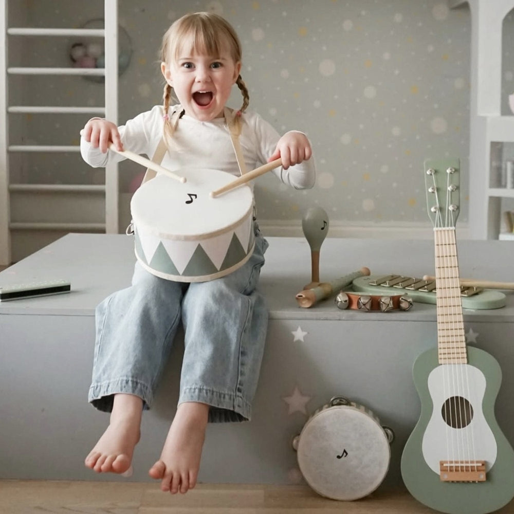 JaBaDaBaDo Tambourine Drum Green Stripes