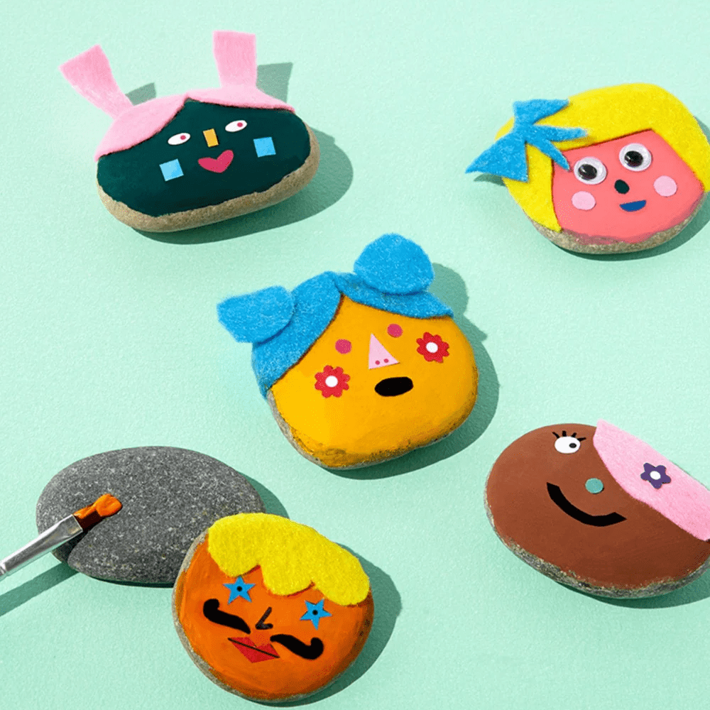 Journey Of Something Kids Rock Painting Kit - Cool Faces
