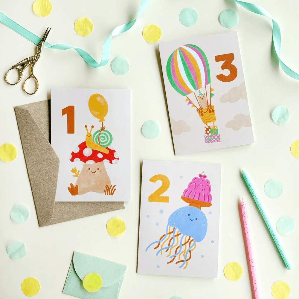 Age 1 Mushroom Snail Birthday Card