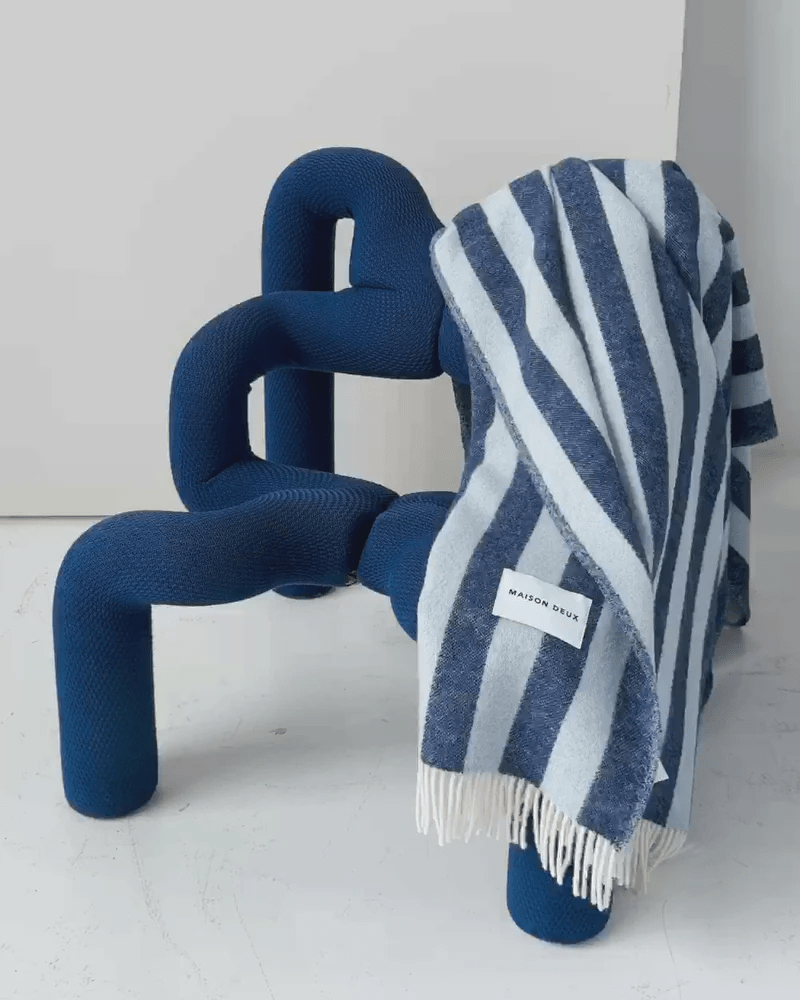 Maison Deux Candy Wrap Blanket Navy Ice Blue