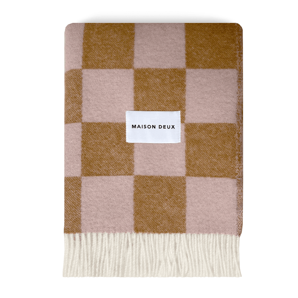 Maison Deux Checkerboard Blanket Terra Pink