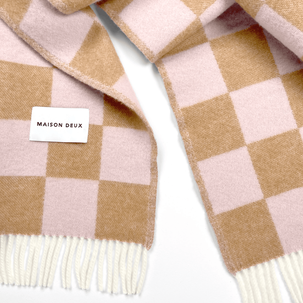 Maison Deux Checkerboard Blanket Terra Pink