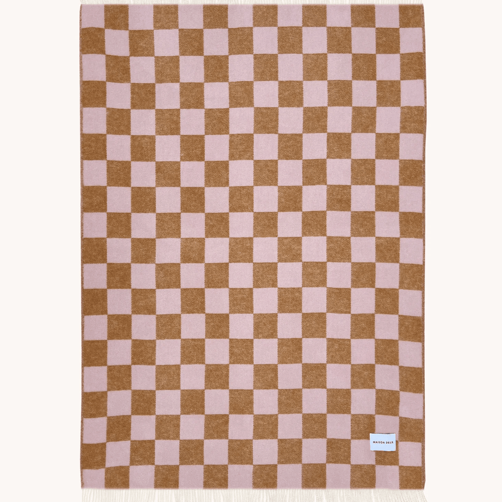Maison Deux Checkerboard Blanket Terra Pink