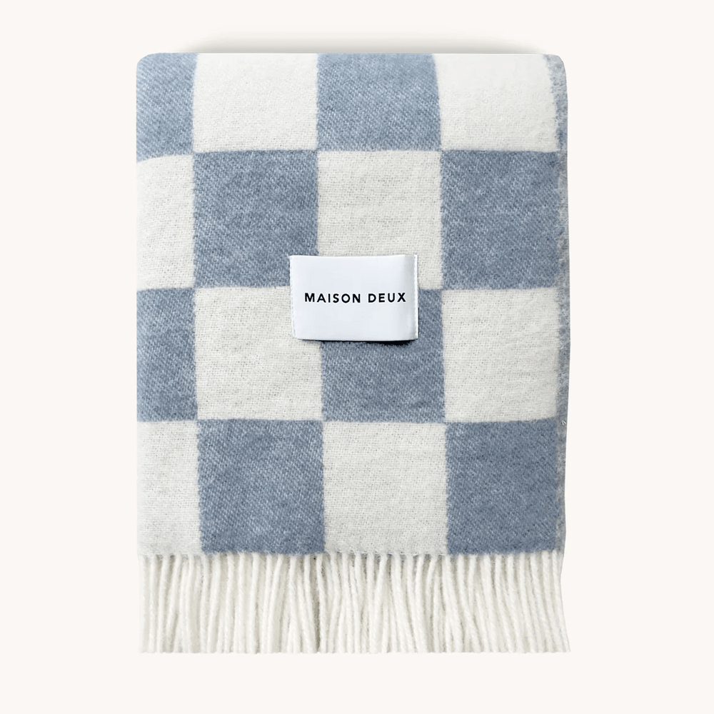 Maison Deux Checkerboard Blanket Denim / White