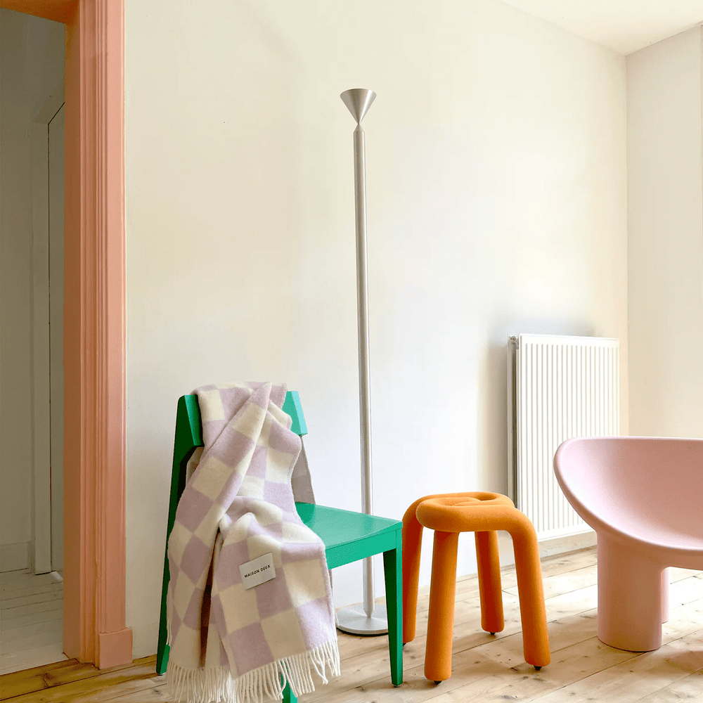 Maison Deux Checkerboard Blanket Lilac / White