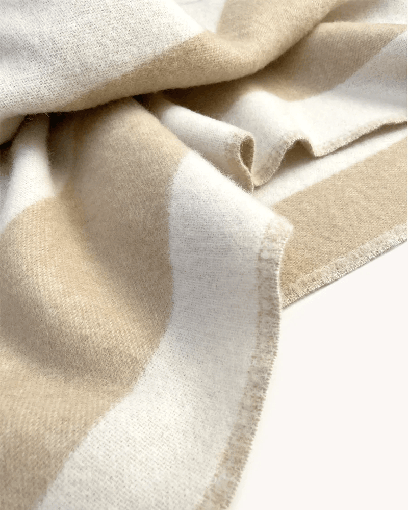 Maison Deux Rough Stripe Blanket - Sand