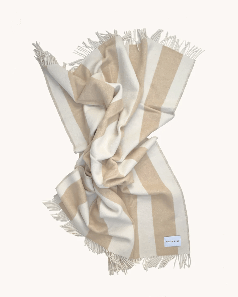 Maison Deux Rough Stripe Blanket - Sand