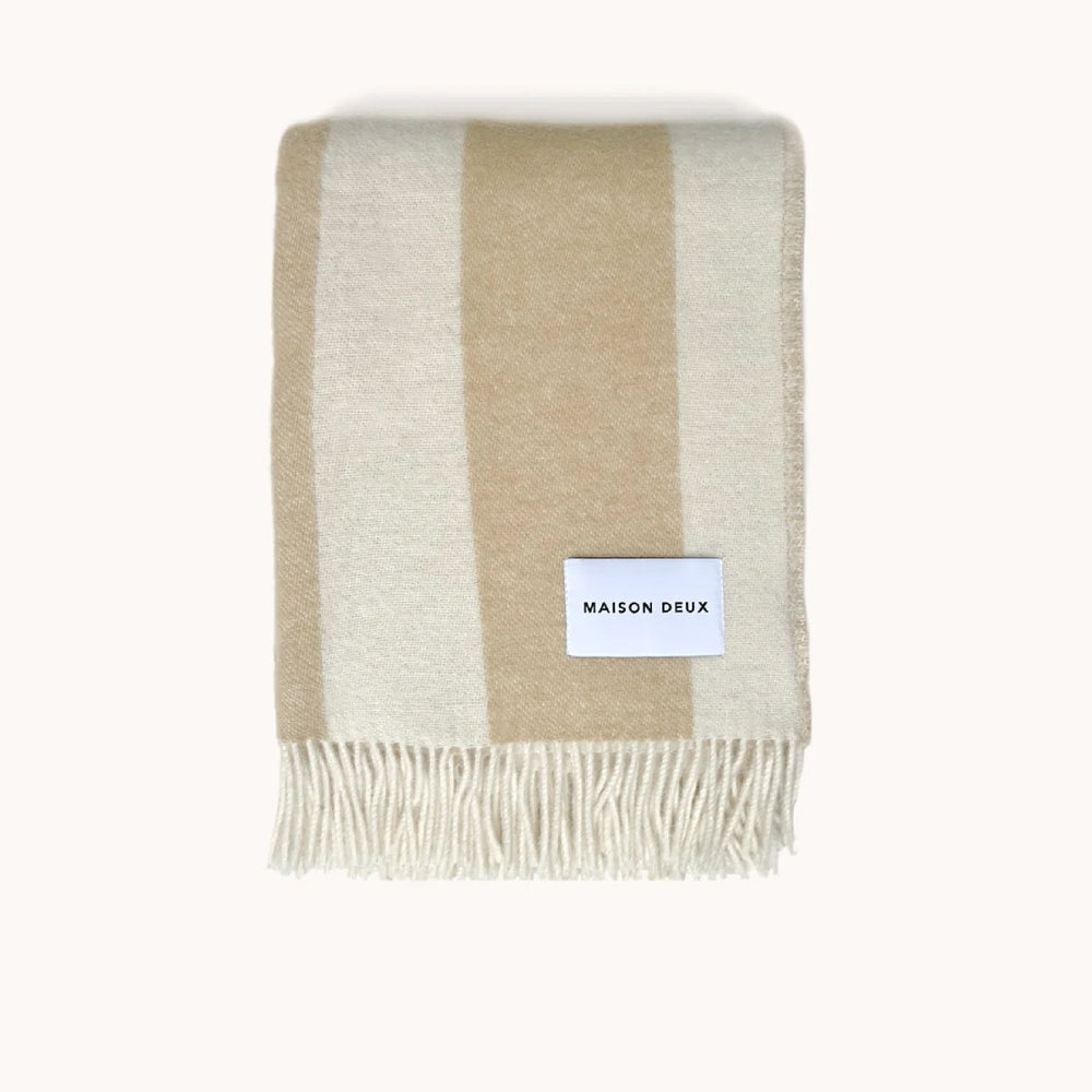Maison Deux Rough Stripe Blanket - Sand