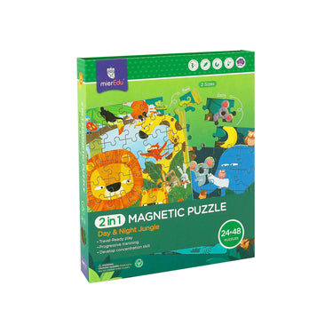 Mieredu 2 In 1 Magnetic Puzzle - Day & Night Jungle
