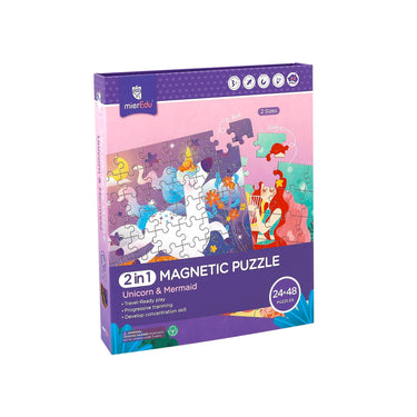 Mieredu 2 In 1 Travel Magnetic Puzzle - Unicorn & 5 Mermaid