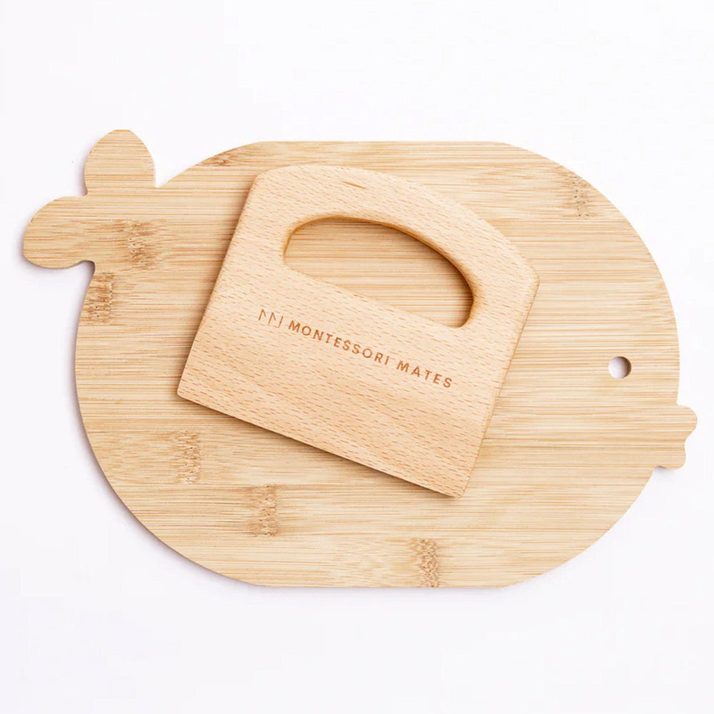 Montessori Mates Wooden Kids Cutting Board + Knife Set