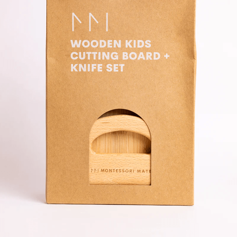 Montessori Mates Wooden Kids Cutting Board + Knife Set