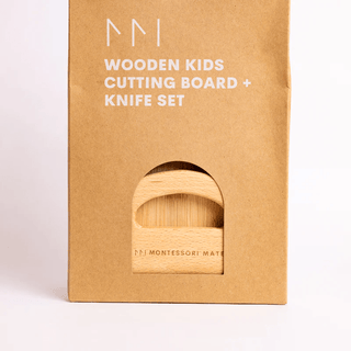 Montessori Mates Wooden Kids Cutting Board + Knife Set