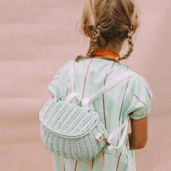 Buy Mini Chari Bag by Olli Ella | Natural, Pink & White | HipKids