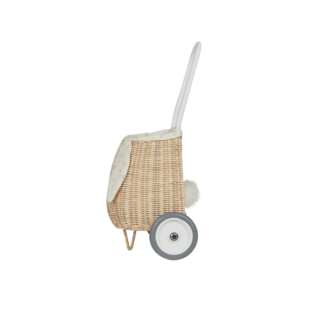 Olli Ella Rattan Bunny Luggy with Lining - Pansy