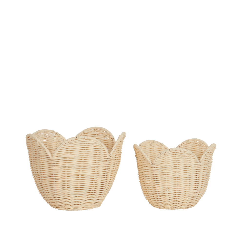 Olli Ella Rattan Lily Basket Set Buttercream