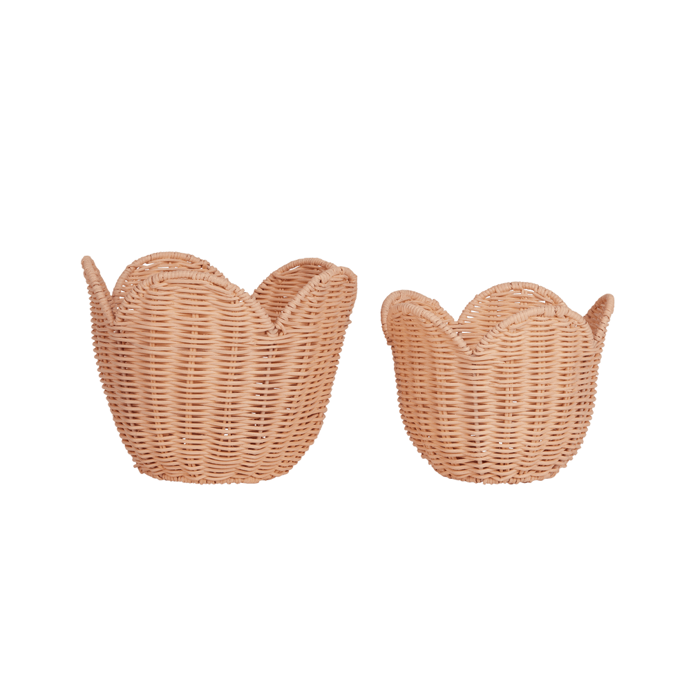 Olli Ella Rattan Lily Basket Set Seashell Pink