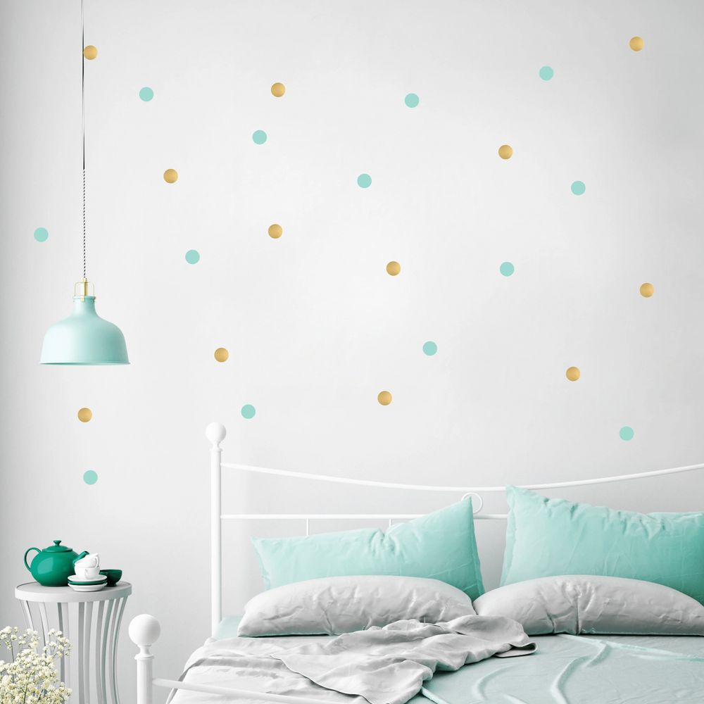 Pom Pom Dots Wall Decal Stickers Gold Green