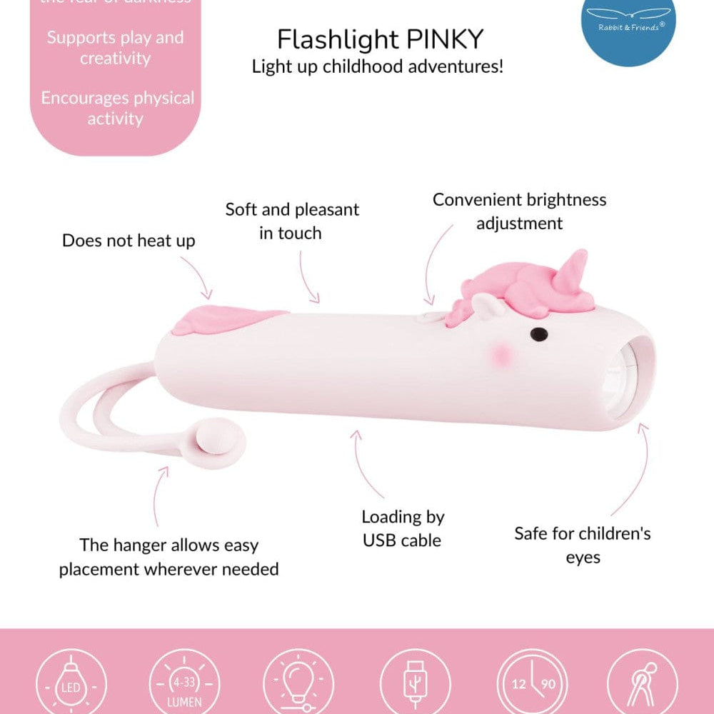 Rabbit & Friends Flashlight Unicorn - Pinky