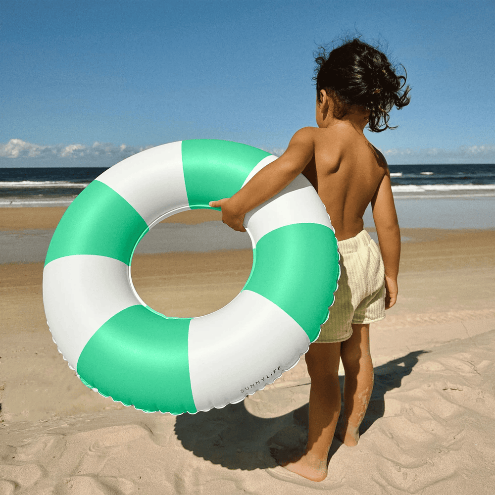 SUNNYLiFE Mini Tube Pool Ring Green Stripe