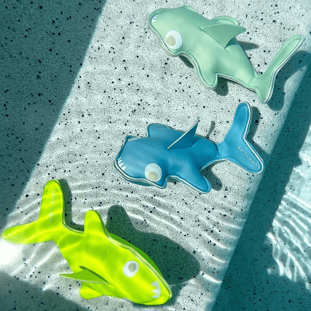 SUNNYLiFE Salty the Shark Dive Buddies Aqua Neon Yellow Set of 3