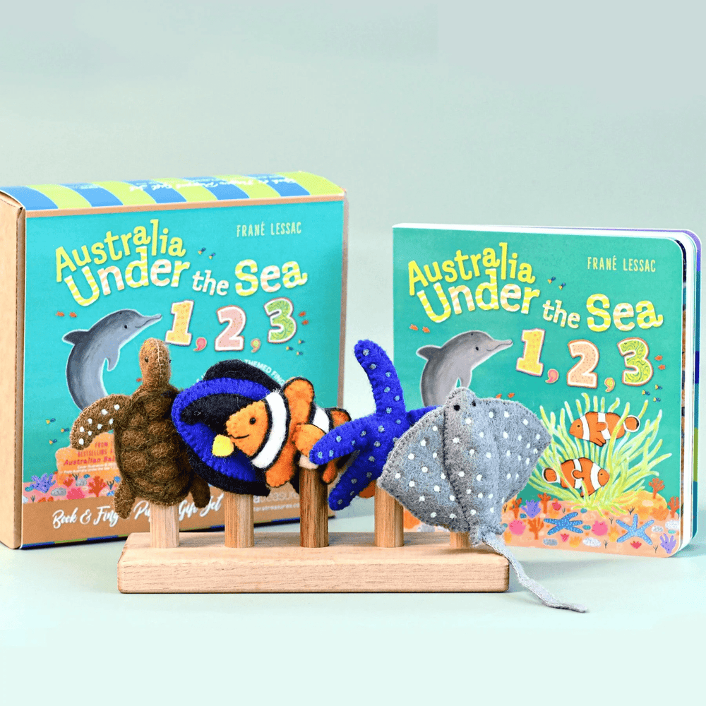 Tara Treasures Australia Under the Sea 1, 2, 3 - Book and Finger Puppet Set