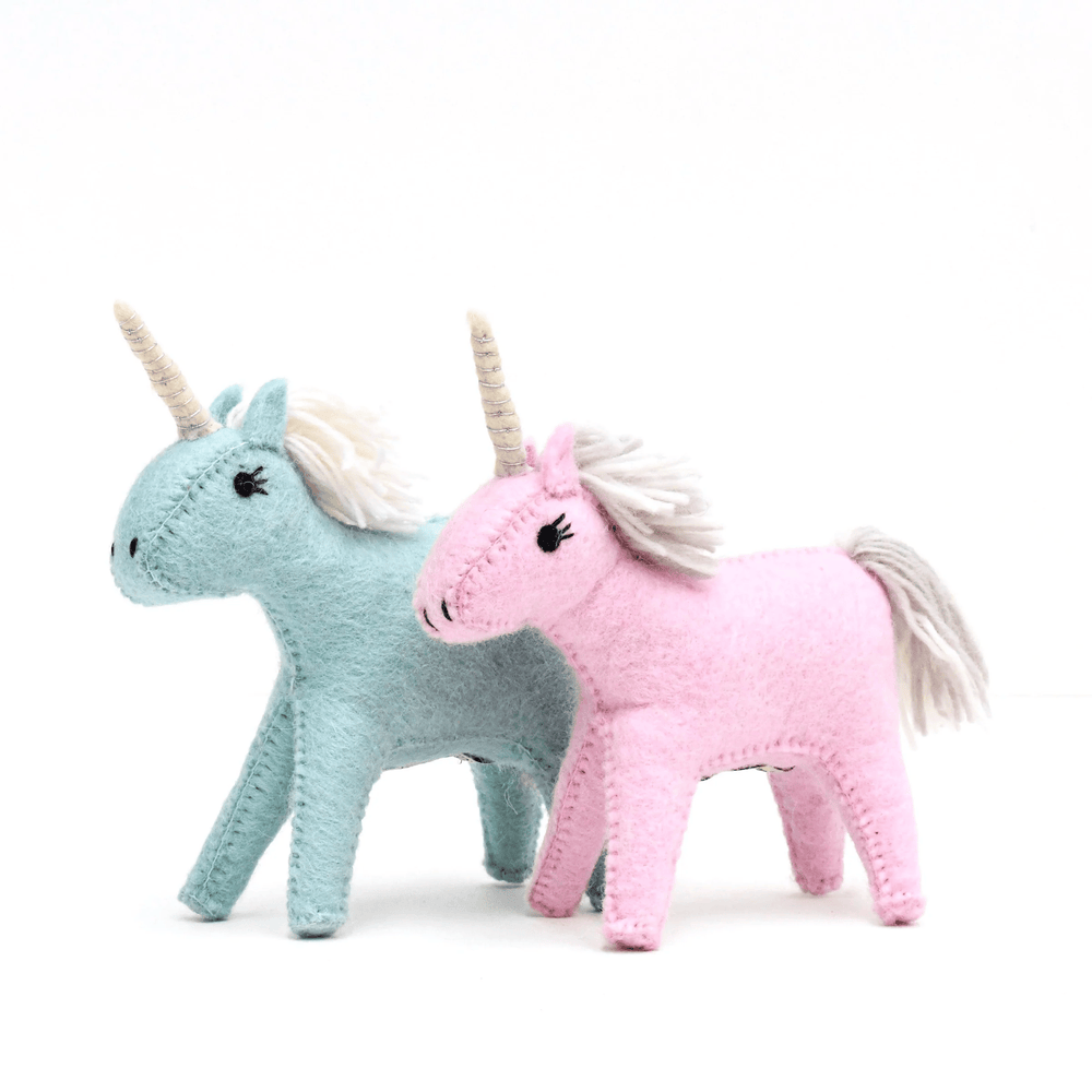 Tara Treasures Felt Blue Unicorn Toy