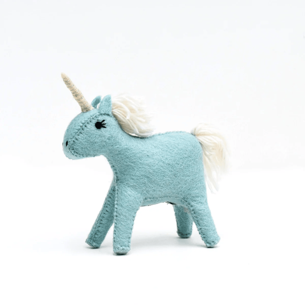 Tara Treasures Felt Blue Unicorn Toy