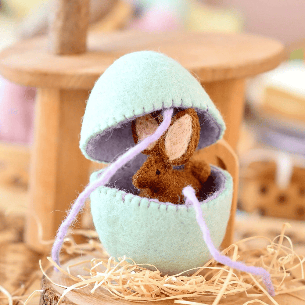 Tara Treasures Felt Surprise Egg with Brown Bunny Inside